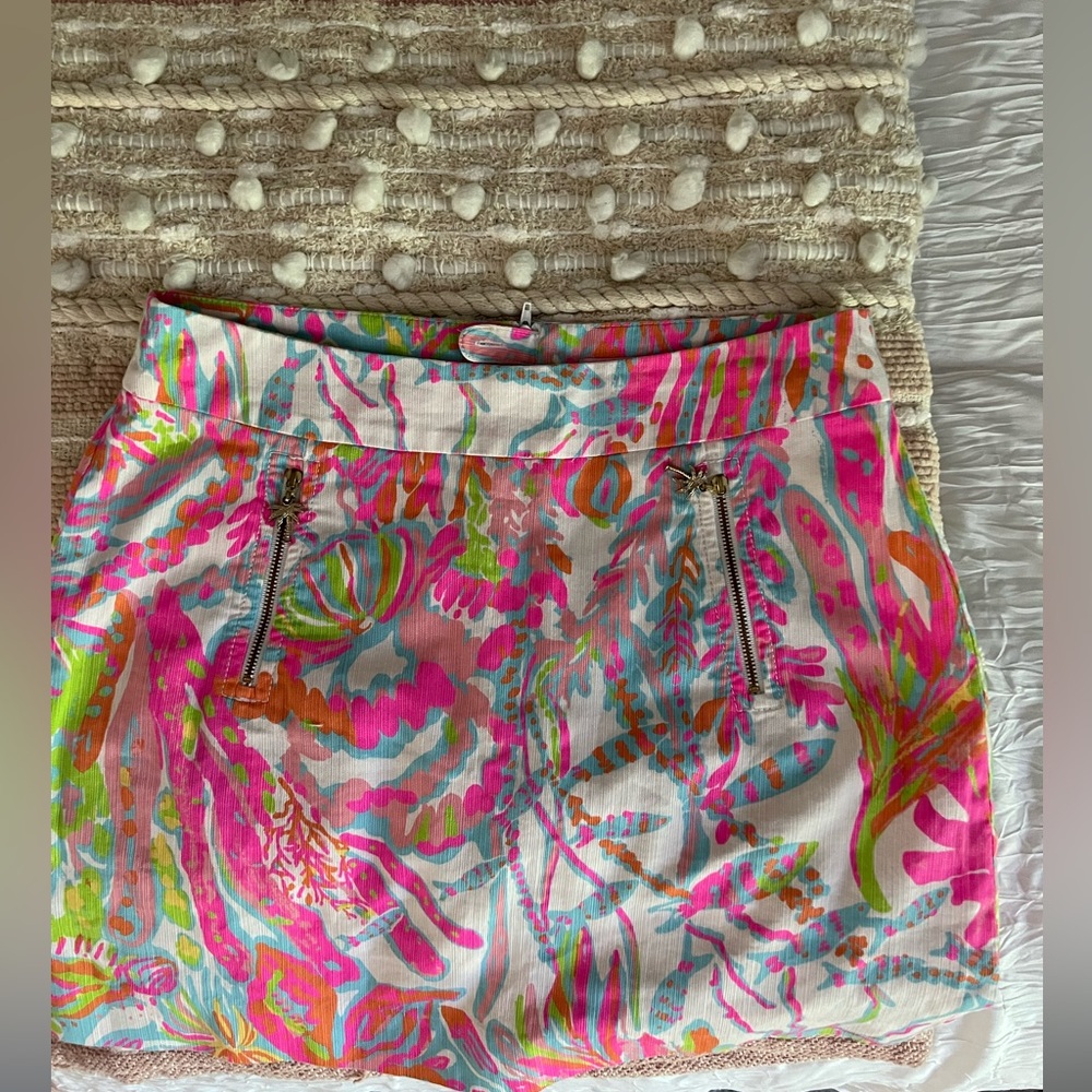 Lilly Pulitzer Vibrant Pink and Green Mini Skirt